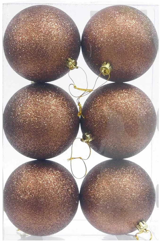 Σετ 6 τεμ. Χριστουγεννιάτικες Μπάλες Copper με Glitter 6cm 236564