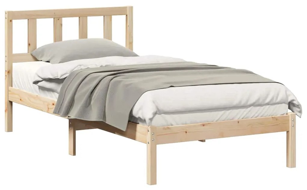 vidaXL Σκελετός Κρεβατιού Καφέ 90 x 190 cm Μασίφ ξύλο πεύκου