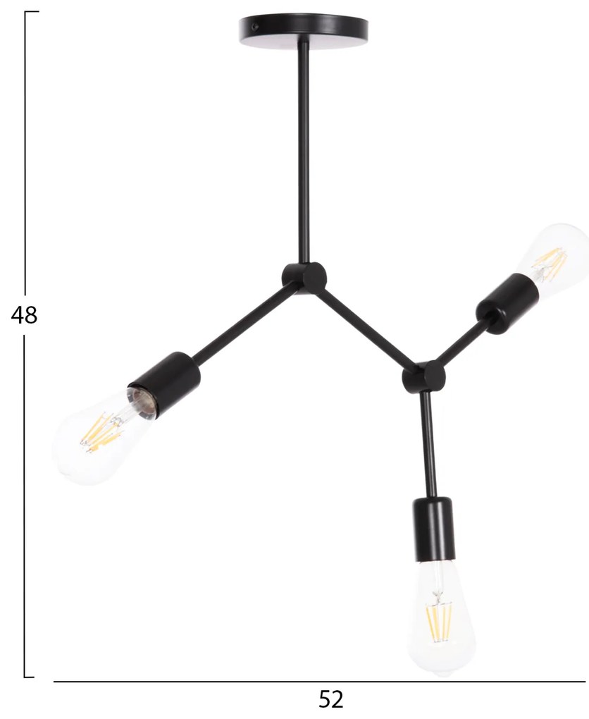 ΦΩΤΙΣΤΙΚΟ ΟΡΟΦΗΣ 3-ΦΩΤΟ LIGHTY HM7404.11 ΜΕΤΑΛΛΟ ΣΕ ΜΑΥΡΟ 52x5x48Υεκ. (1 Τεμμάχια)