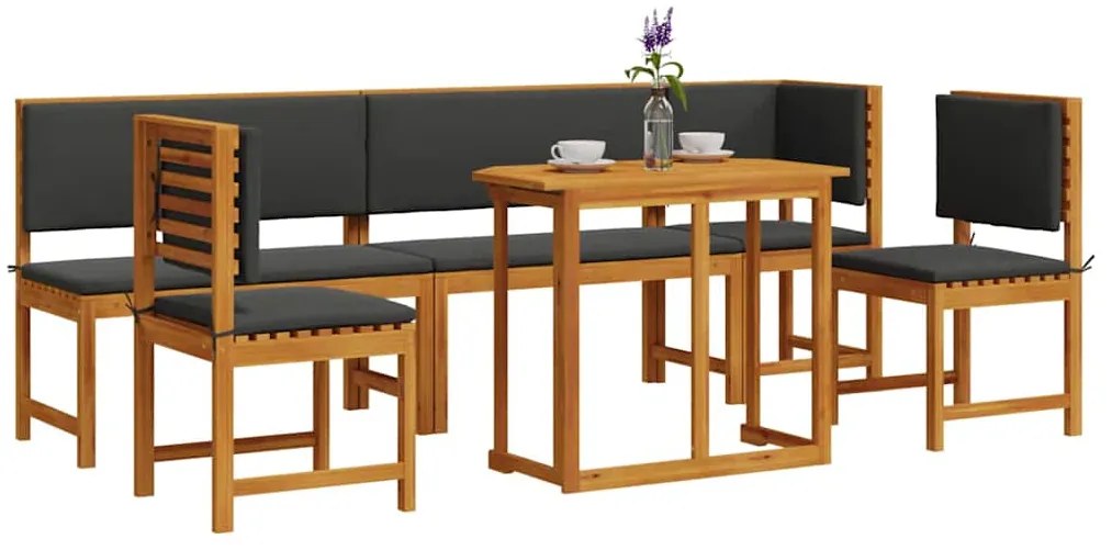 vidaXL Σετ Μπιστρό Κήπου 6 pcs Καφέ Μασίφ ξύλο ακακίας