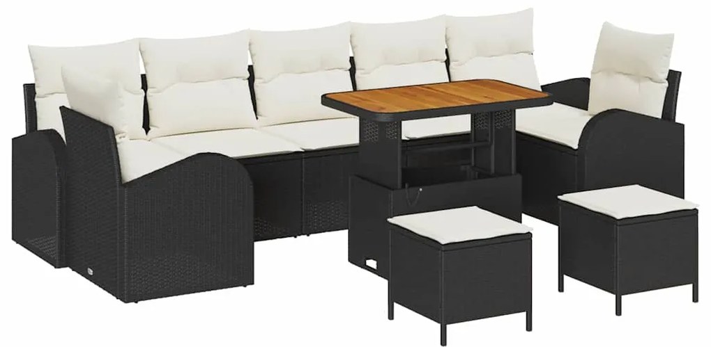 vidaXL Σετ Καναπέ Κήπου με μαξιλάρι 10 pcs Μαύρο Πολυ ράταν