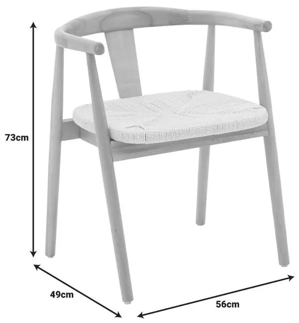 Πολυθρόνα Gernine μασίφ ξύλο οξιάς και σχοινί σε φυσική απόχρωση 56x49x73εκ 56x49x73 εκ.