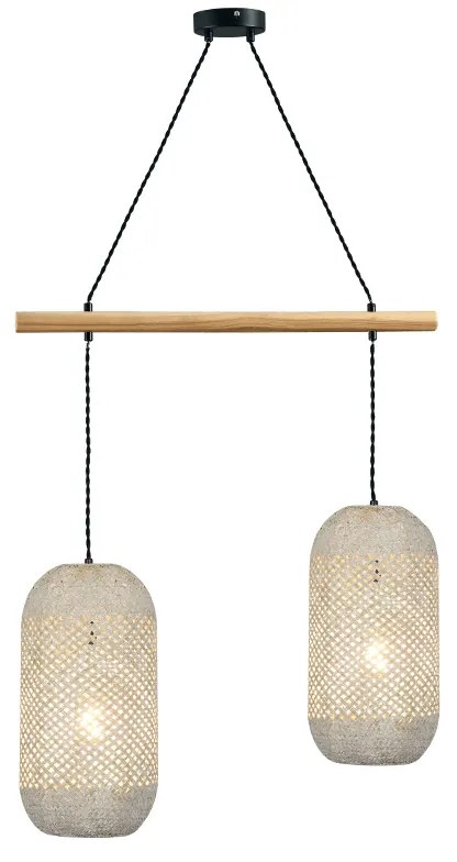 ΚΡΕΜΑΣΤΟ ΦΩΤΙΣΤΙΚΟ 2ΧΕ27 RATTAN+ΞΥΛΟ 60X20XH120CM COCONUT - OD762P60RW