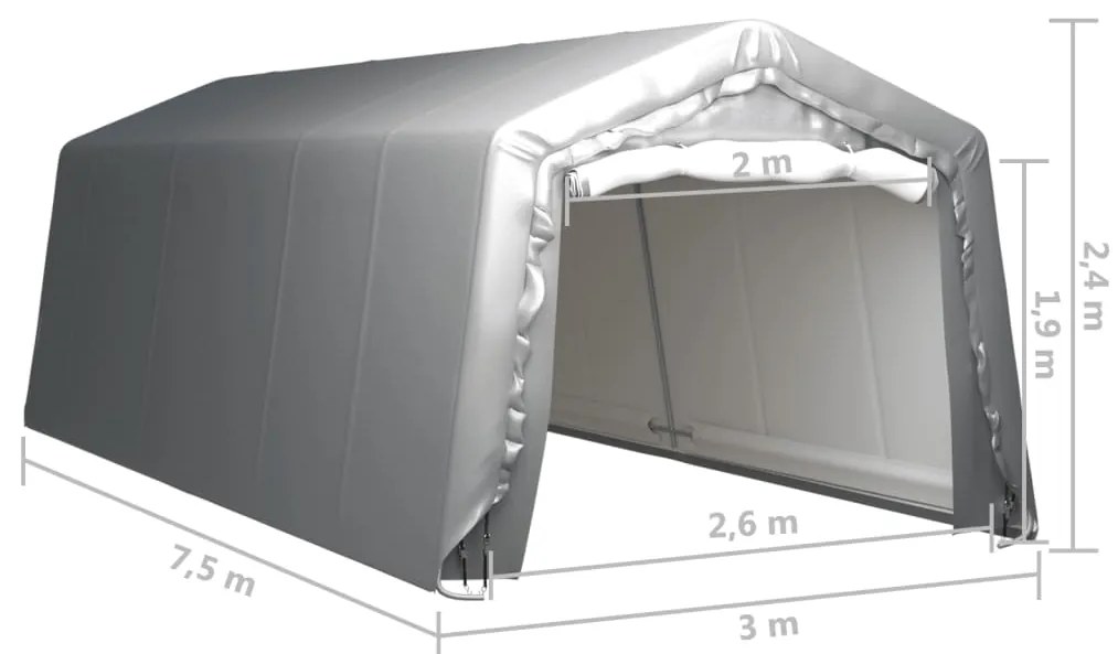 vidaXL Τέντα Αποθήκευσης Γκρι 300 x 750 εκ. Ατσάλινη