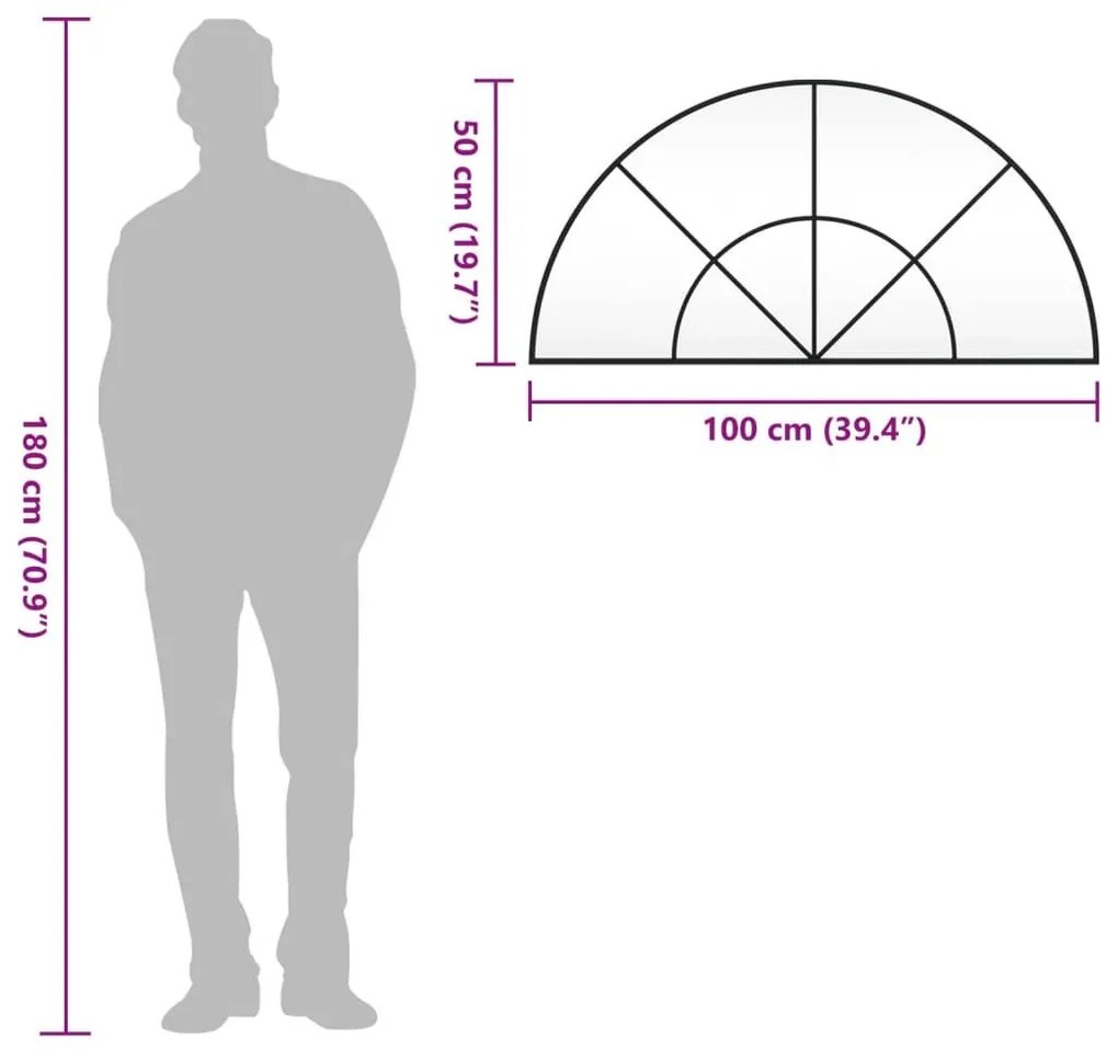 Καθρέφτης Τοίχου Αψίδα Μαύρος 100 x 50 εκ. από Σίδερο - Μαύρο