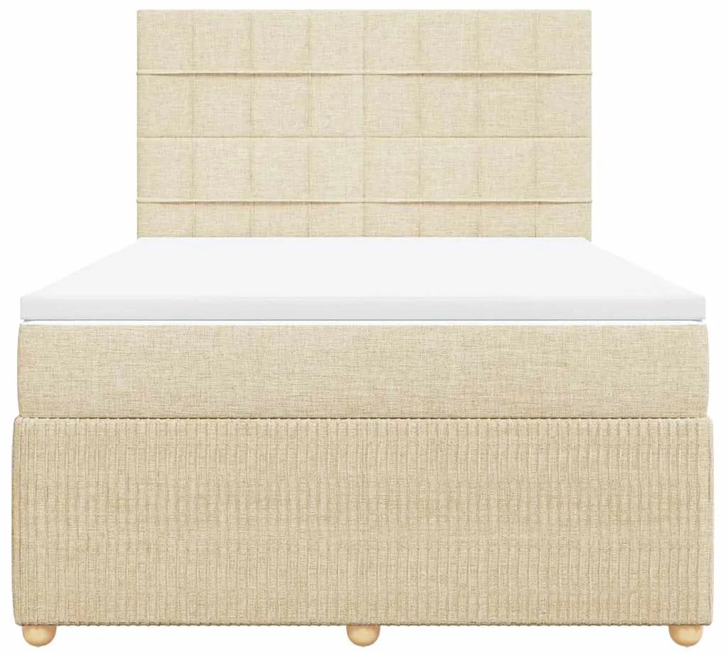 vidaXL Κρεβάτι Boxspring με Στρώμα Κρεμ 140x200 εκ. Υφασμάτινο