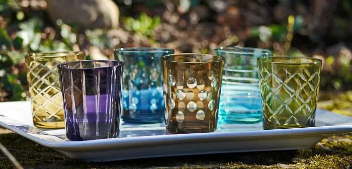 Soft Drink Glass POLS POTTEN σετ 6 τεμαχίων διαφόρων χρωμάτων, σκαλιστό 140-230-083-083