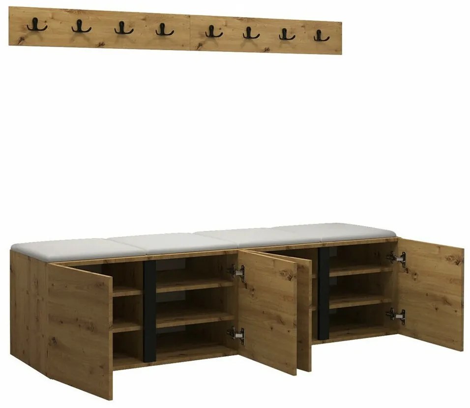 Σετ διαδρόμου Hartford 276, 168x46cm, 27 kg, Γραφίτης, Οικολογικό δέρμα, Πλαστικοποιημένη μοριοσανίδα, Τοίχου, Εντοιχισμένη | Epipla1.gr