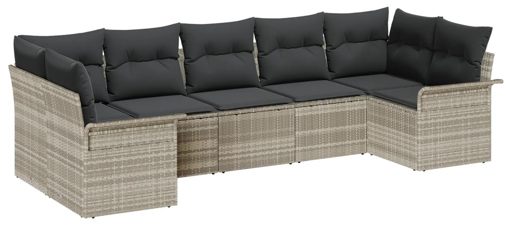vidaXL Σετ Καναπέ Κήπου 7 pcs Ανοιχτό γκρι και Μαύρο 141 x 62 x 69 εκ.