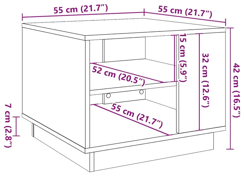 Τραπεζάκι σαλονιού Artisan Oak 55x55x42 cm Κατασκευασμένο ξύλο - Καφέ
