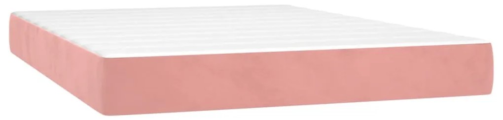 vidaXL Κρεβάτι Boxspring με Στρώμα Ροζ 140x200 εκ. Βελούδινο