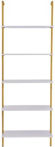 VEVOR Industrial Square Pipe Shelf 5 Tier 24x11.8in Wall-Mount Gold White