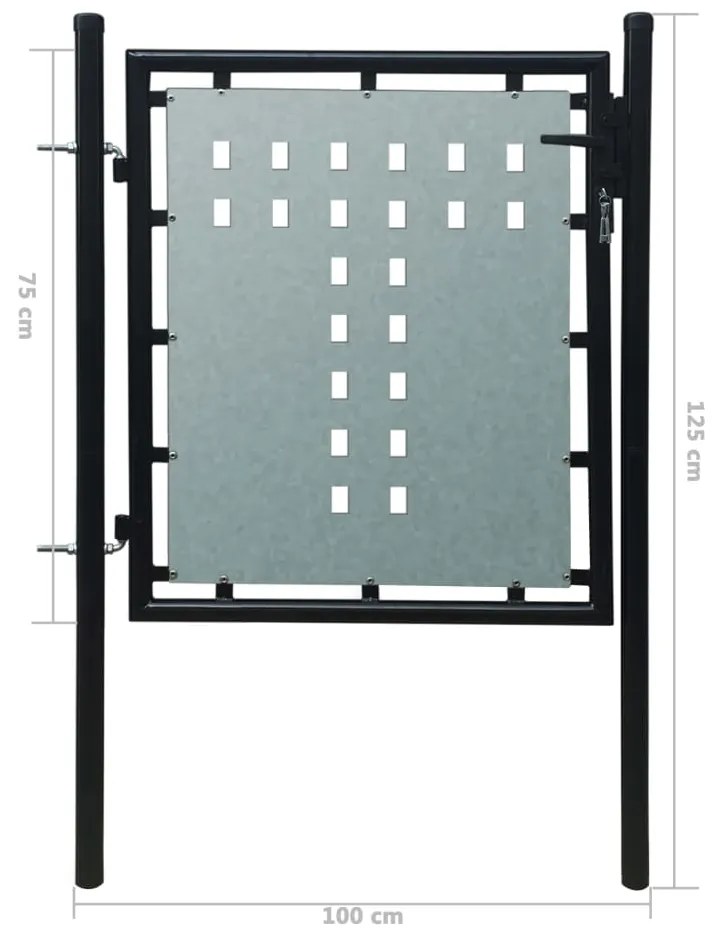 vidaXL Πόρτα Περίφραξης Μονή Μαύρη 100 x 125 εκ.