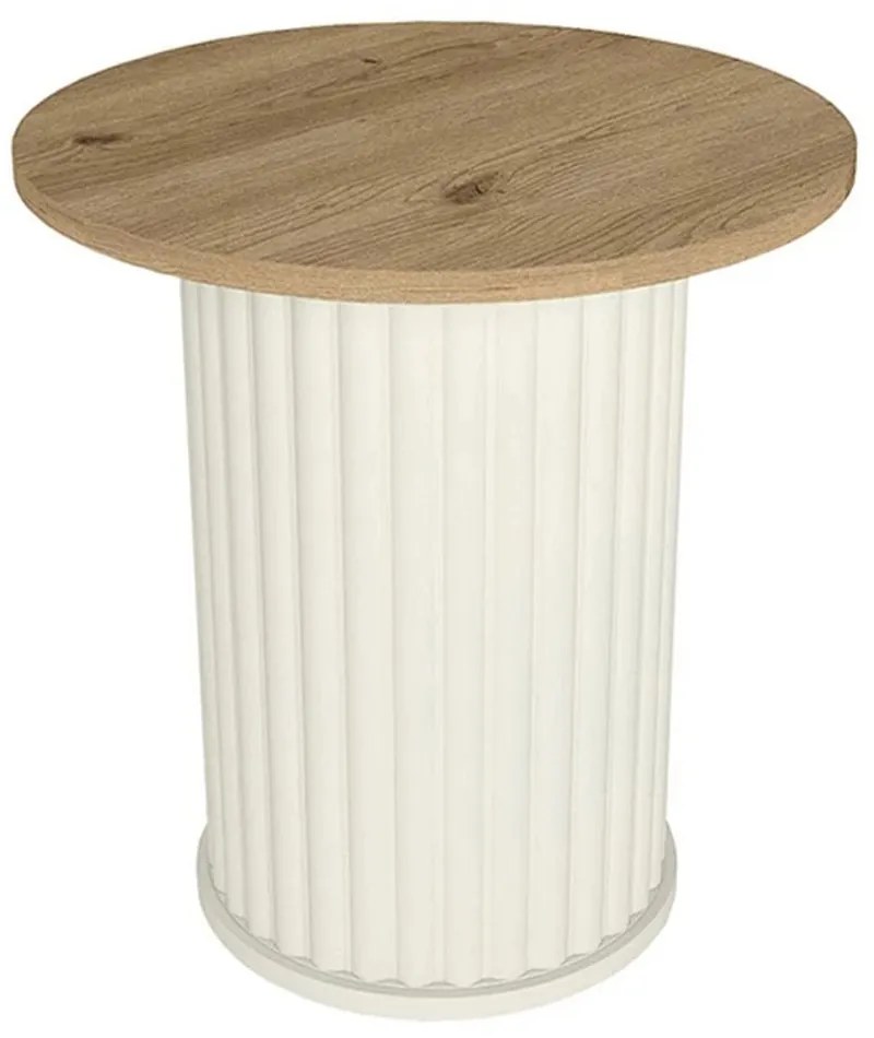 Τραπεζάκι Βοηθητικό Bohema 0265891 Φ50x53,2cm Ivory-Sepet Oak