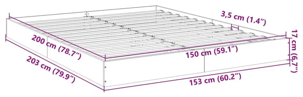 Πλαίσιο Κρεβατιού Χωρ. Στρώμα Sonoma Δρυς 150x200εκ. Επ. Ξύλο - Καφέ