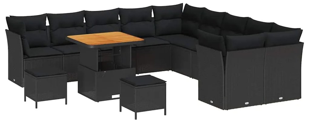 vidaXL Σετ Καναπέ Κήπου 13 pcs Μαύρο συνθετικό ρατάν