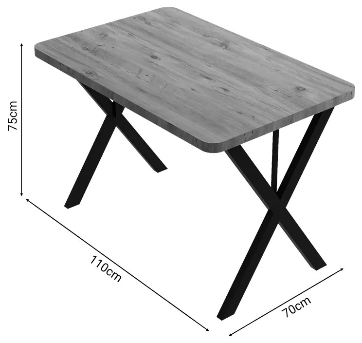 ΤΡΑΠΕΖΙ ZERYIN PAKOWORLD OAK ΜΕΛΑΜΙΝΗΣ-ΜΑΥΡΟ ΜΕΤΑΛΛΟ 110X70X75ΕΚ