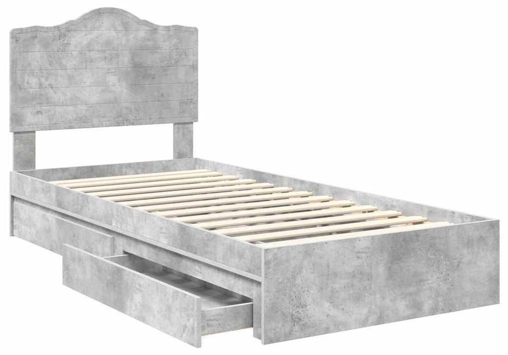 vidaXL Κρεβάτι Αποθήκης Σκυρόδεμα Γκρι 100 x 200 cm Επεξεργασμένο ξύλο