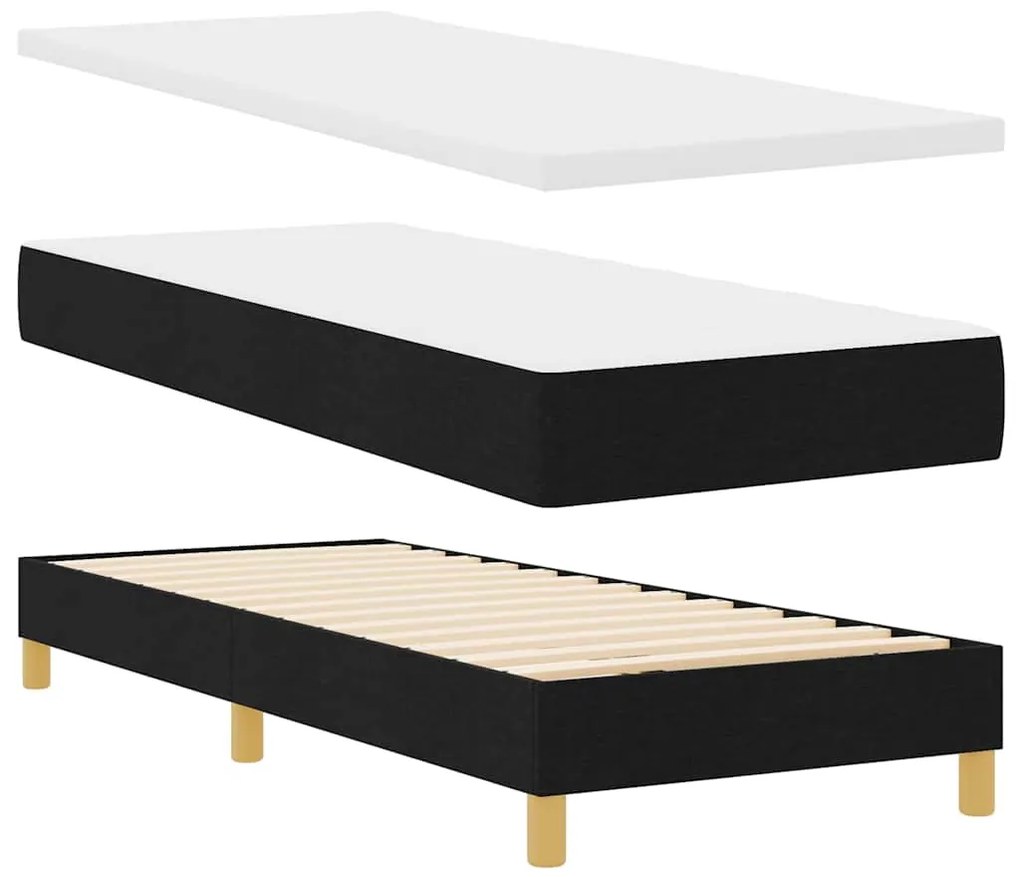 vidaXL LED Κρεβάτι με βάθρο με στρώμα Μαύρο 80 x 200 cm ύφασμα