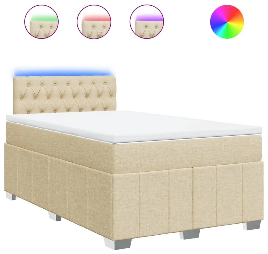 ΚΡΕΒΑΤΙ BOXSPRING ΜΕ ΣΤΡΩΜΑ ΚΡΕΜ 120X190 ΕΚ. ΥΦΑΣΜΑΤΙΝΟ 3289319