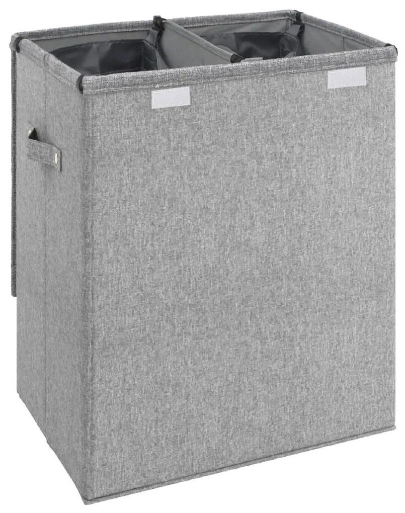 vidaXL Καλάθι Ρούχων Πτυσσόμενο Γκρι 51x34,5x59 εκ. Συνθ. Λινό Ύφασμα