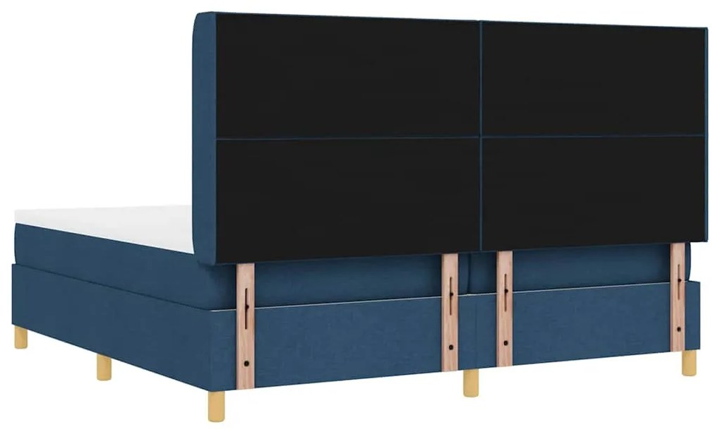 vidaXL Κρεβάτι με ελατήριο με στρώμα Μπλε 200 x 200 cm ύφασμα