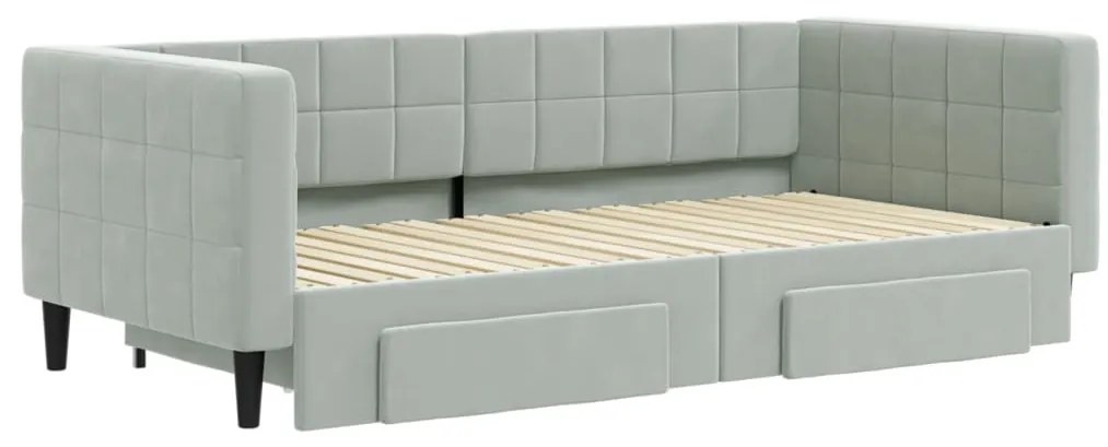 vidaXL Καναπές Κρεβάτι Συρόμενος Αν. Γκρι 90x190 εκ Βελούδο & Συρτάρια
