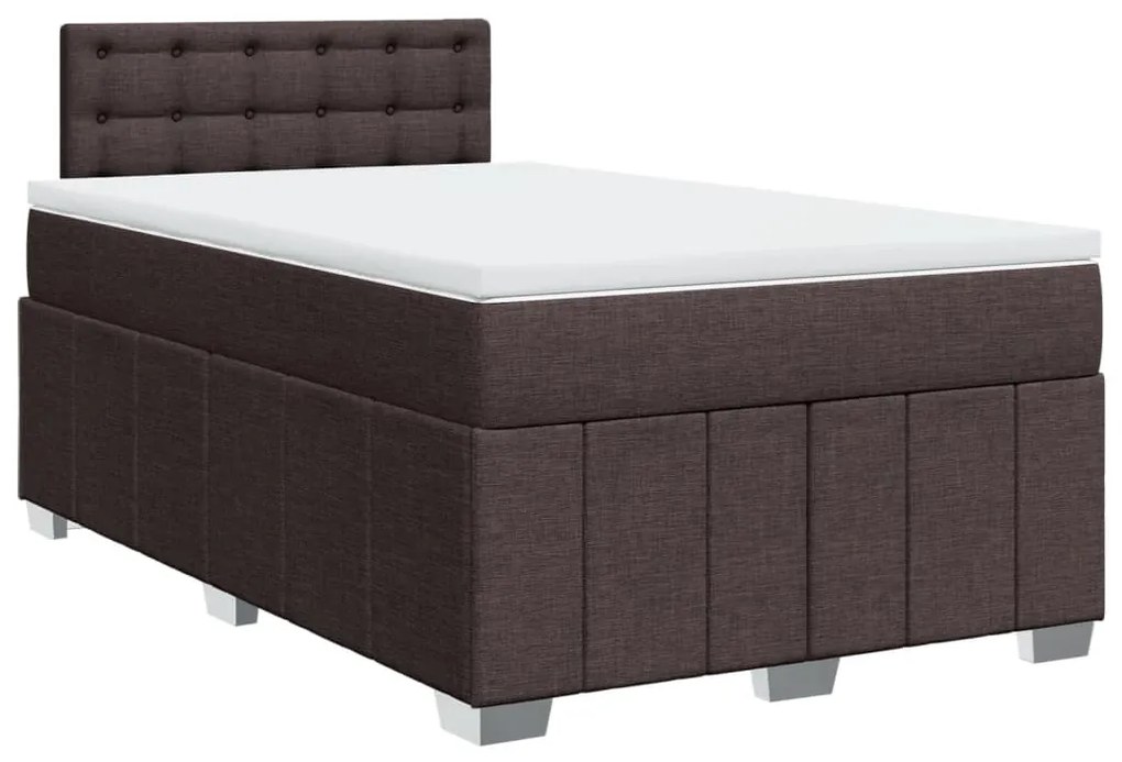 vidaXL Κρεβάτι Boxspring με Στρώμα Σκούρο Καφέ 120x200 εκ. Υφασμάτινο