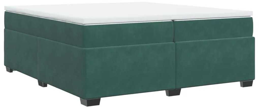 vidaXL Κρεβάτι Boxspring με Στρώμα Σκούρο Πράσινο 200x200εκ. Βελούδινο
