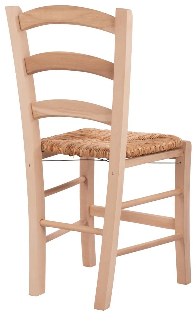 Καρέκλα Άβαφη ΠΑΡΟΣ Μασίφ Ξύλο Οξιάς με Ψάθα 40x43x88 εκ.
