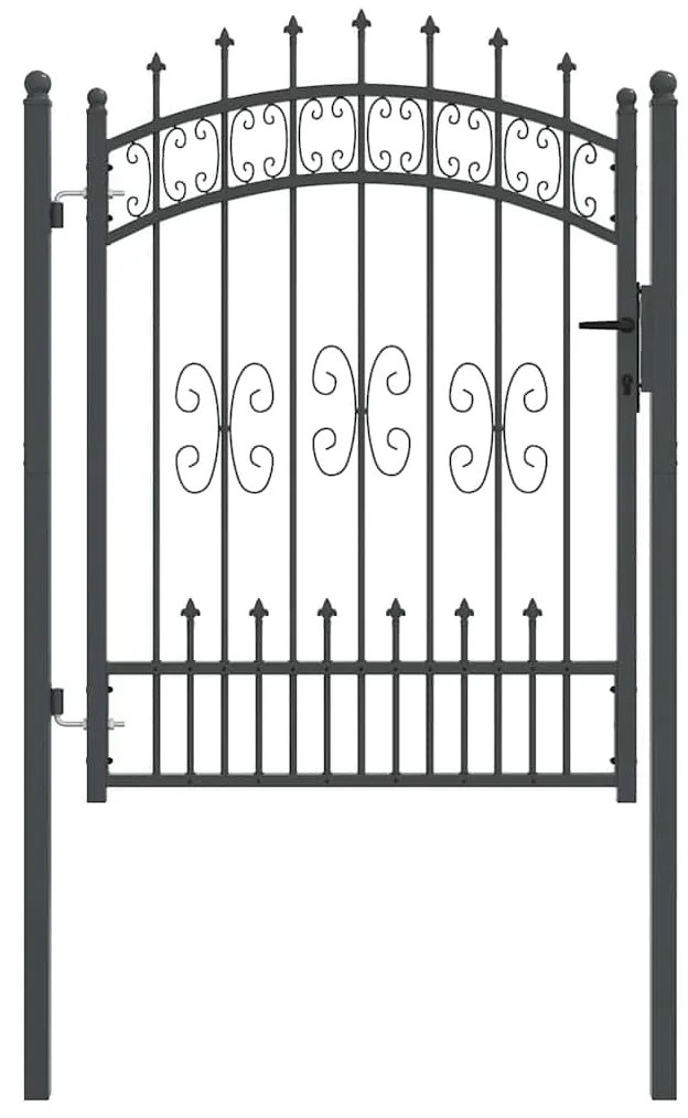 vidaXL Πύλη Φράχτη με Στρογγυλή Κορυφή Γκρι 103 x 175 cm Ατσάλι