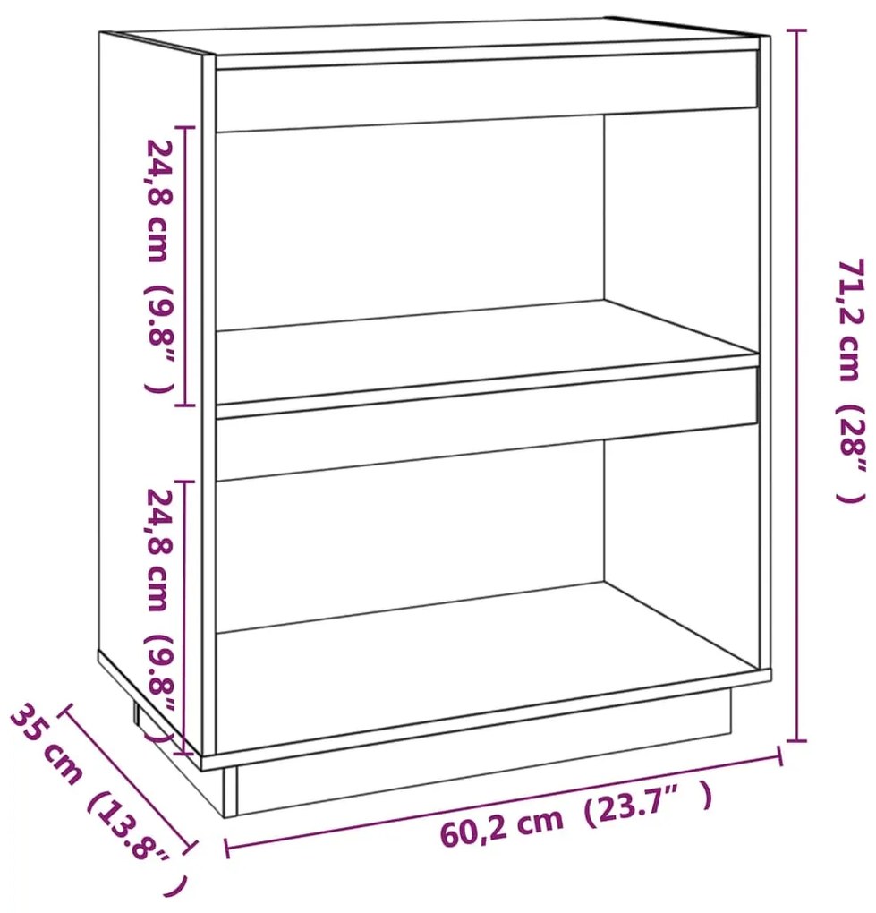 Βιβλιοθήκη Μαύρη 60 x 35 x 71 εκ. από Μασίφ Ξύλο Πεύκου - Μαύρο