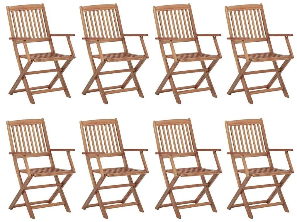 Καρέκλες Εξ. Χώρου Πτυσσόμενες 8 τεμ. Ξύλο Ακακίας &amp; Μαξιλάρια - Μπλε