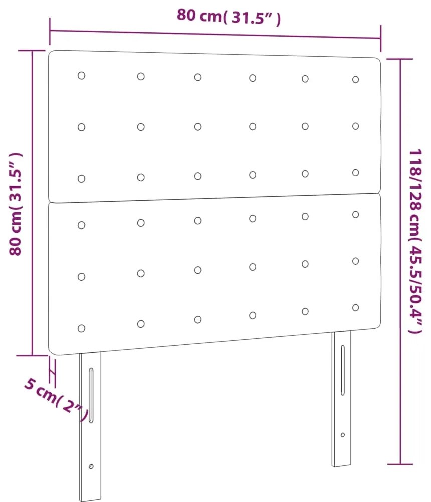 vidaXL Κεφαλάρι Κρεβατιού LED Ανοιχτό Γκρι 80x5x118/128 εκ. Υφασμάτινο