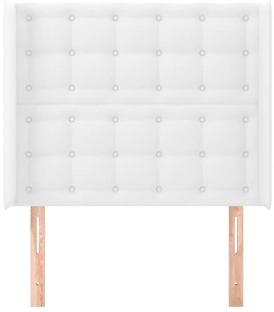 Κεφαλάρι με Πτερύγια Λευκό 93x16x118/128 εκ. Συνθ. Δέρμα - Λευκό