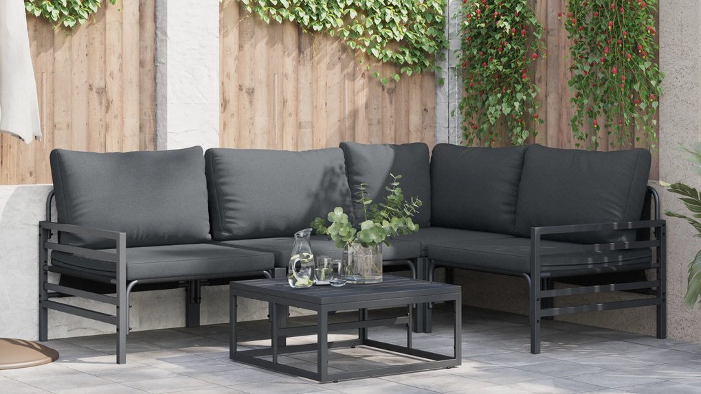 vidaXL Σετ Καναπέ Κήπου 4 pcs Ανθρακί Ατσάλι