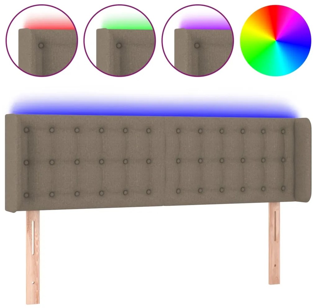 vidaXL Κεφαλάρι Κρεβατιού LED Taupe 147x16x78/88 εκ. Υφασμάτινο