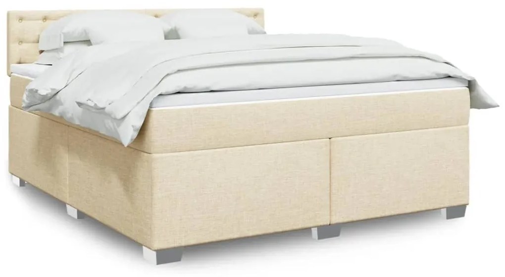 ΚΡΕΒΑΤΙ BOXSPRING ΜΕ ΣΤΡΩΜΑ ΚΡΕΜ 180X200 ΕΚ. ΥΦΑΣΜΑΤΙΝΟ 3288286