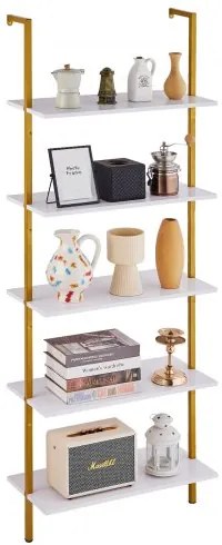 VEVOR Industrial Square Pipe Shelf 5 Tier 24x11.8in Wall-Mount Gold White