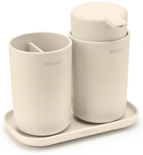Σετ αξεσουάρ μπάνιου Brabantia ReNew 1006266, 3 τεμάχια, 250 ml, ανθεκτικό στη διάβρωση, μπεζ