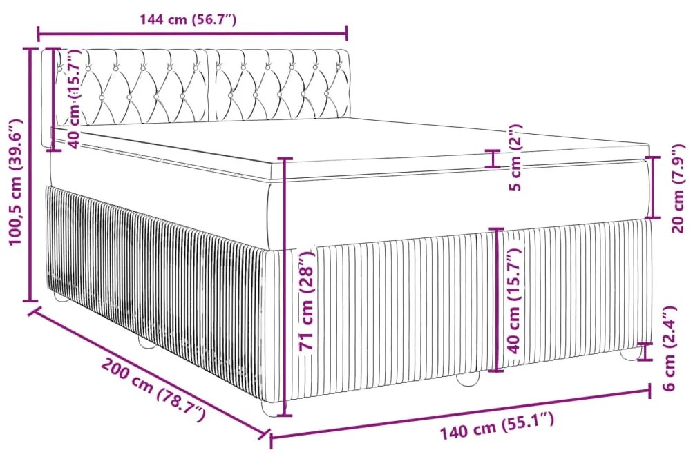 Κρεβάτι Boxspring με Στρώμα Σκούρο Πράσινο 140x200εκ. Βελούδινο - Πράσινο