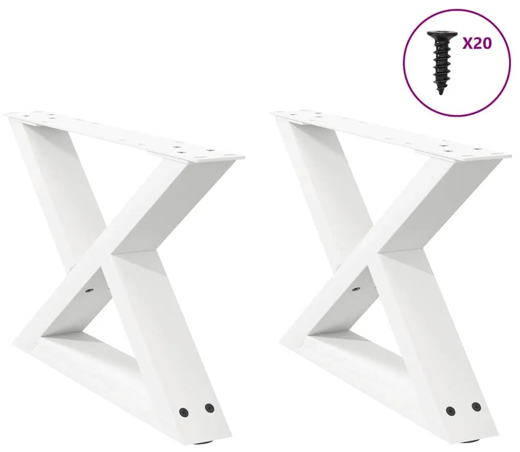 Πόδια Τραπεζιού Σαλονιού 2 τεμ. Λευκά 50x(30-31,3) εκ. Ατσάλι