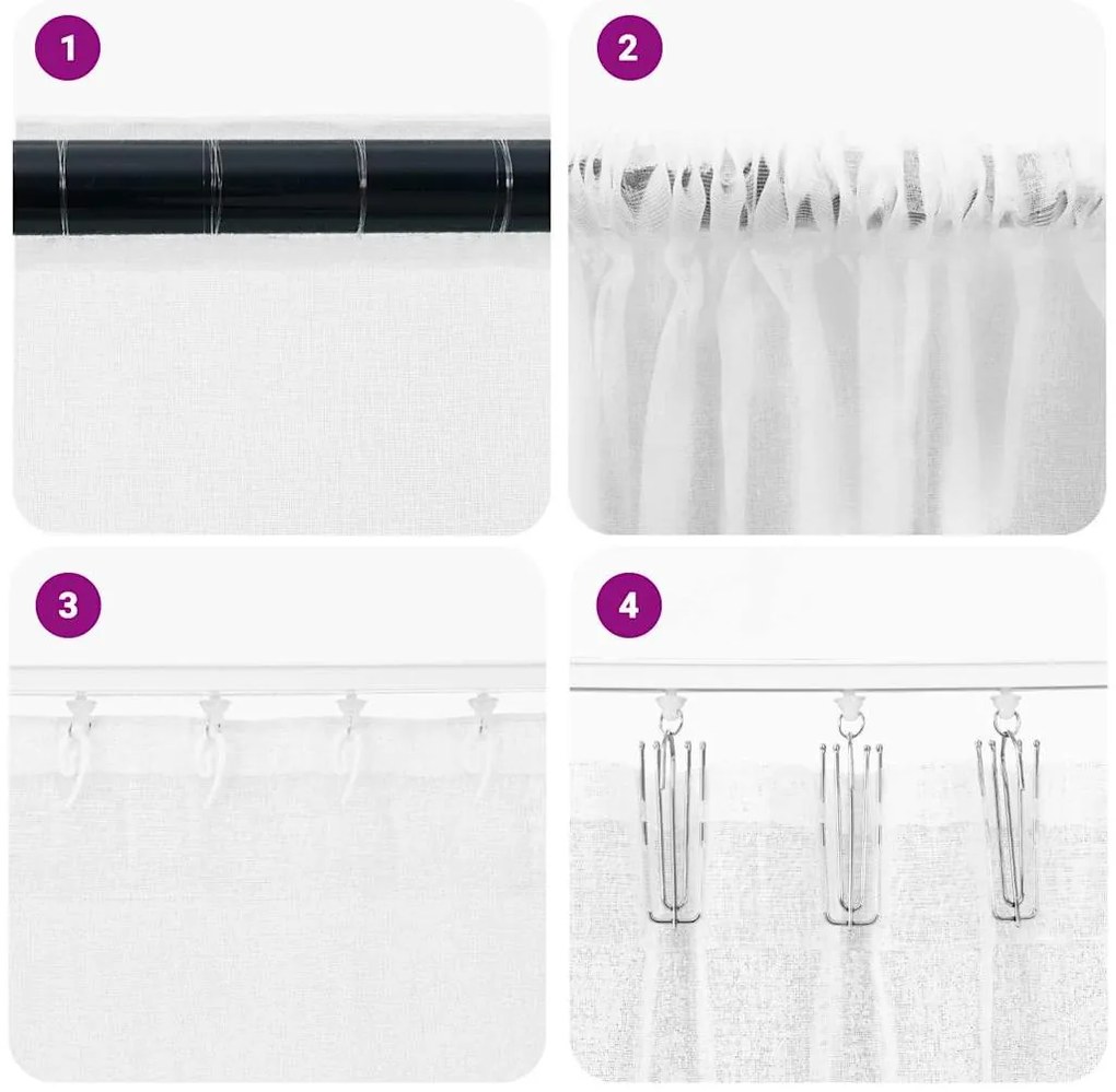 vidaXL Κουρτίνα βυσσινί 2 pcs Λευκό 260 x 140 εκ. Πολυεστέρας