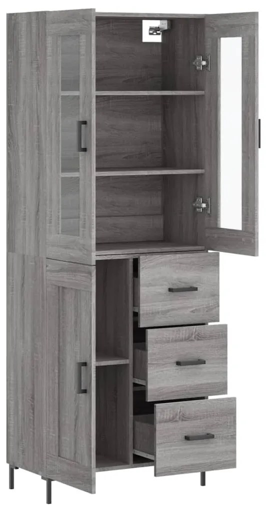 vidaXL Ντουλάπι Γκρι Sonoma 69,5 x 34 x 180 εκ. Επεξεργασμένο Ξύλο