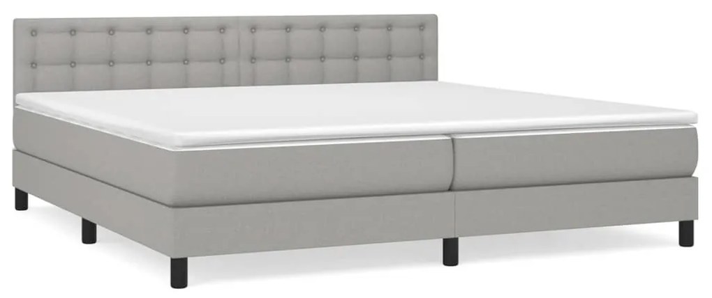 vidaXL Κρεβάτι Boxspring με Στρώμα Ανοιχτό Γκρι 200x200 εκ. Υφασμάτινο