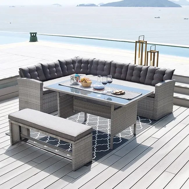 Σετ κήπου "ELIZABETH" από wicker σε χρώμα γκρι 249/164x72x74 100-02571