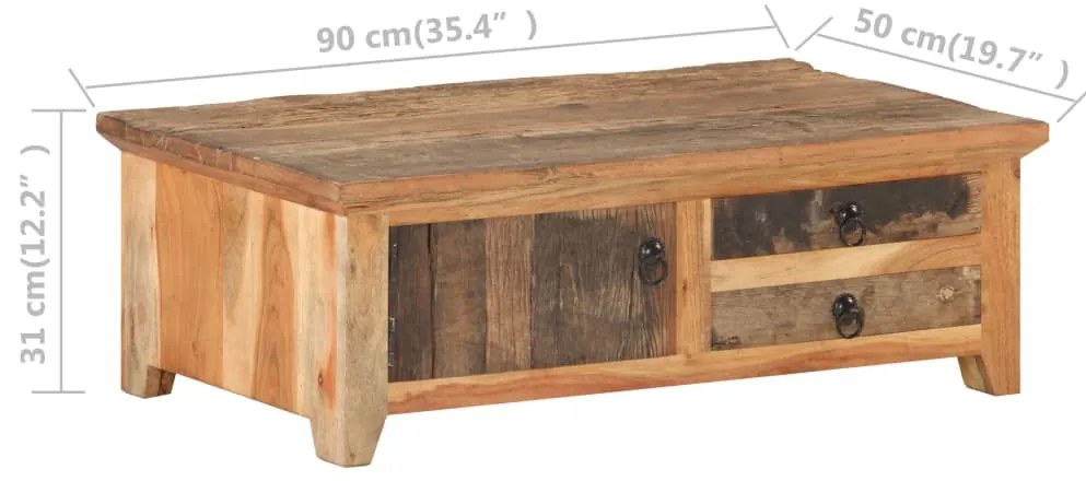 vidaXL Τραπεζάκι Σαλονιού 90 x 50 x 31 εκ. από Μασίφ Ανακυκλωμένο Ξύλο