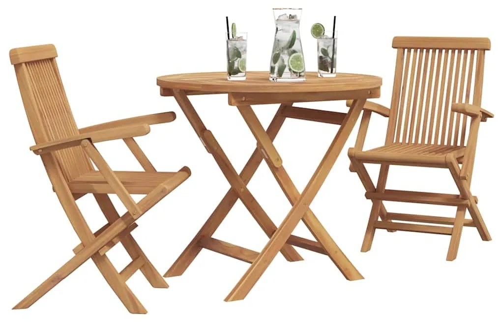 vidaXL Σέτ φαγητού για κήπο 2 pcs Καφέ Μασίφ ξύλο teak