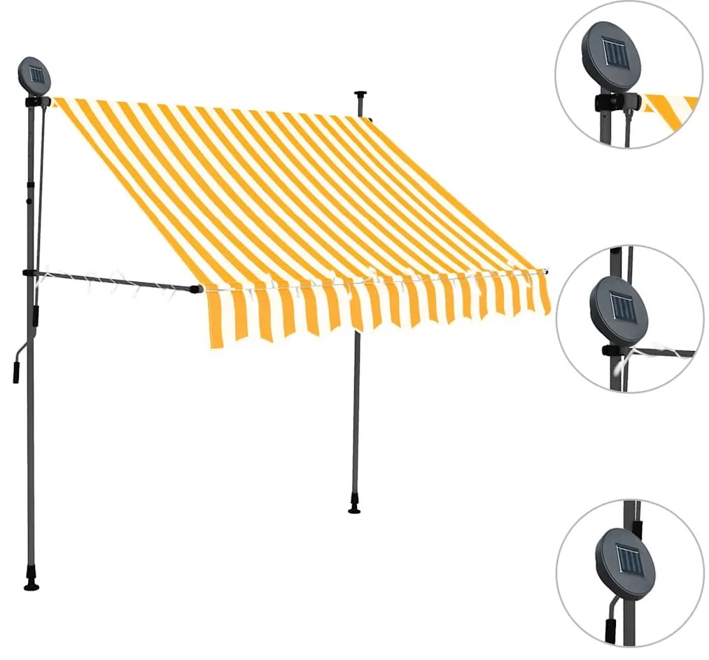 vidaXL Τέντα Συρόμενη Χειροκίνητη με LED Λευκό / Πορτοκαλί 100 εκ.