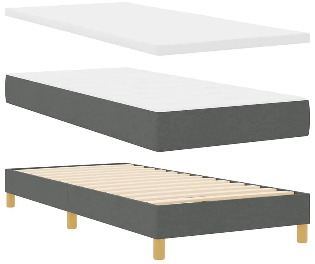 vidaXL Κρεβάτι box spring με στρώμα Σκούρο γκρι 100 x 200 cm ύφασμα